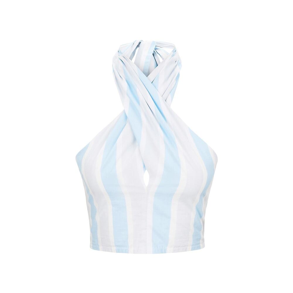 Like New STAUD Blue and White Halter Top Small